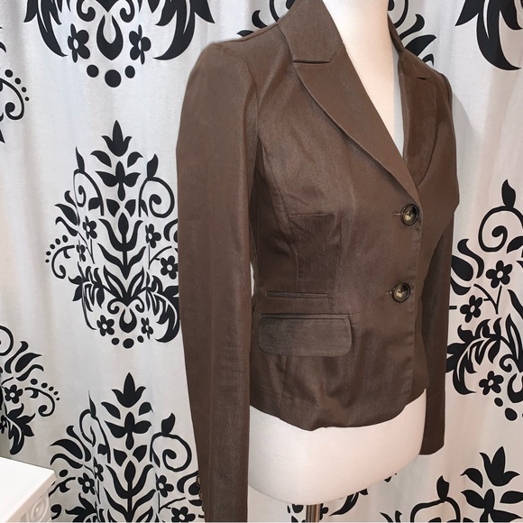 I.N. San Francisco Sz M Chocolate Brown 2 Button Unlined Fitted Blazer - Picture 3 of 10